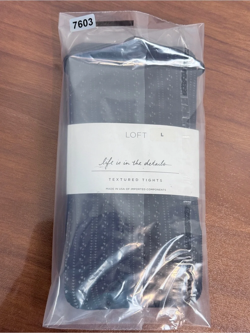 LOFT Black Textured Tights L NIP